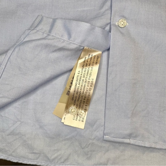 Massimo Dutti Slim Fit Sky Blue Cotton Shirt Sz17 - Picture 6 of 8